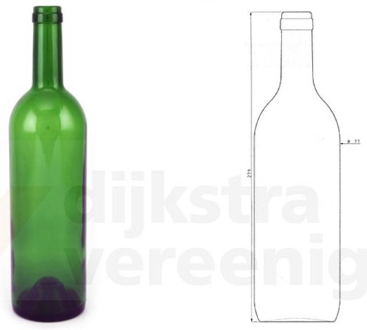 Inspectie overspringen Aanvulling Dijkstra Vereenigde Wijnfles - bordeaux fles